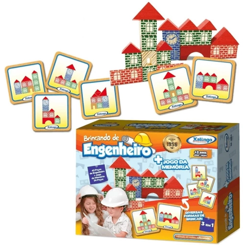 Brincando de Engenheiro 42 peças  Memória 24 peças