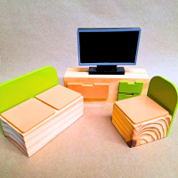 Coleção Casinha Kit Sala Laranja e Verde