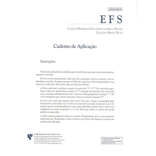 EFS - Escala Fatorial de Socialização - Caderno de Aplicação