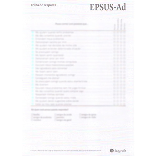 EPSUS-Ad - Escala de Percepção do Suporte Social - Adolescente - Bloco de Respostas EPSUS-Ad - Escala de Percepção do Suporte Social - Adolescente - Bloco de Respostas