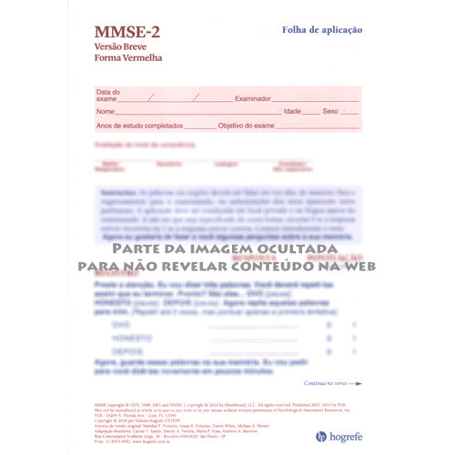 MMSE-2 - Mini Exame do Estado Mental - Formulário Breve - Vermelho