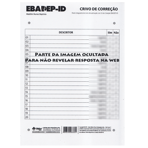 EBADEP-ID - Escala Baptista de Depressão (Versão Idosos) Crivo de Correção