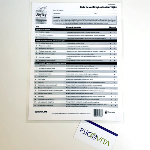 Bayley III - Lista de verificação de observação Teste de Triagem