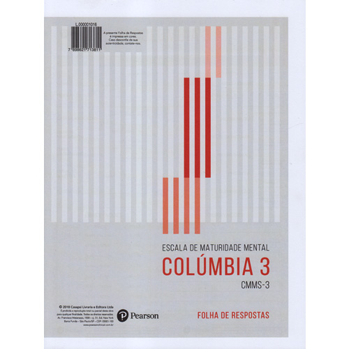 CMMS-3 - Escala de Maturidade Mental Colúmbia 3 - Bloco de folhas de respostas