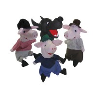 Fantoche kit 25 cm Três Porquinhos 4 peças