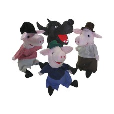 Fantoche kit 25 cm Três Porquinhos 4 peças