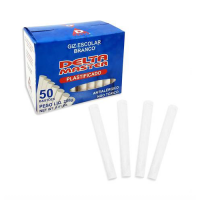 Giz Escolar Plastificado Branco - Caixa com 50 Unidades
