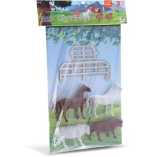 Miniatura Colecionável - Fazendinha com 4 bichinhos e 8 cercas