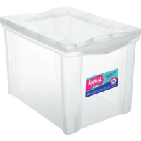 Caixa plástica multiuso Médio Cristal 30 litros Organizador
