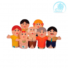 Fantoche Família branca feltro com 7 peças
