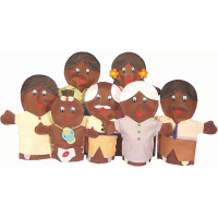 Fantoche Familia Negra Feltro com 7 Peças