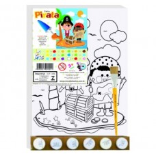 Tela Desenhada Grande com Tinta - Pirata Grande 30x40