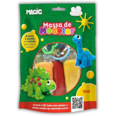 Massinha de modelar Dinossauros - 6 moldes + 1 rolinho - 150 gramas