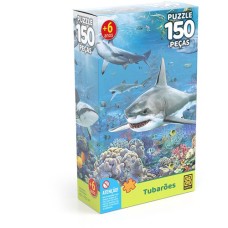 Quebra-cabeça Cartonado - Tubarões - 150 peças