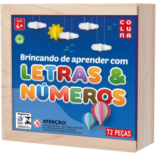 Jogo Didático Aprender com Letras e Números em Madeira - Coluna