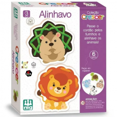 Alinhavo 6 animais em madeira